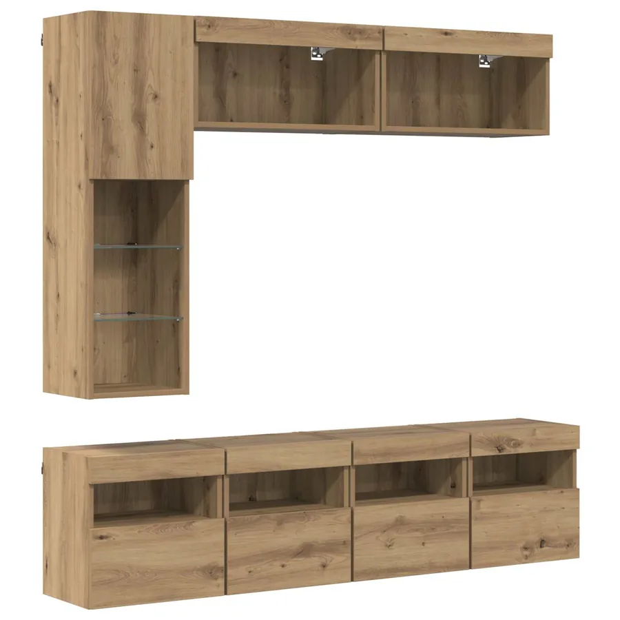 Meuble TV 7 pcs Chêne artisanal Bois d'ingénierie - 2