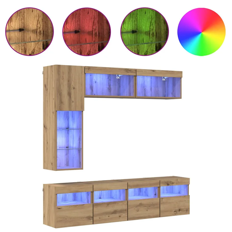 Meuble TV 7 pcs Chêne artisanal Bois d'ingénierie - 4