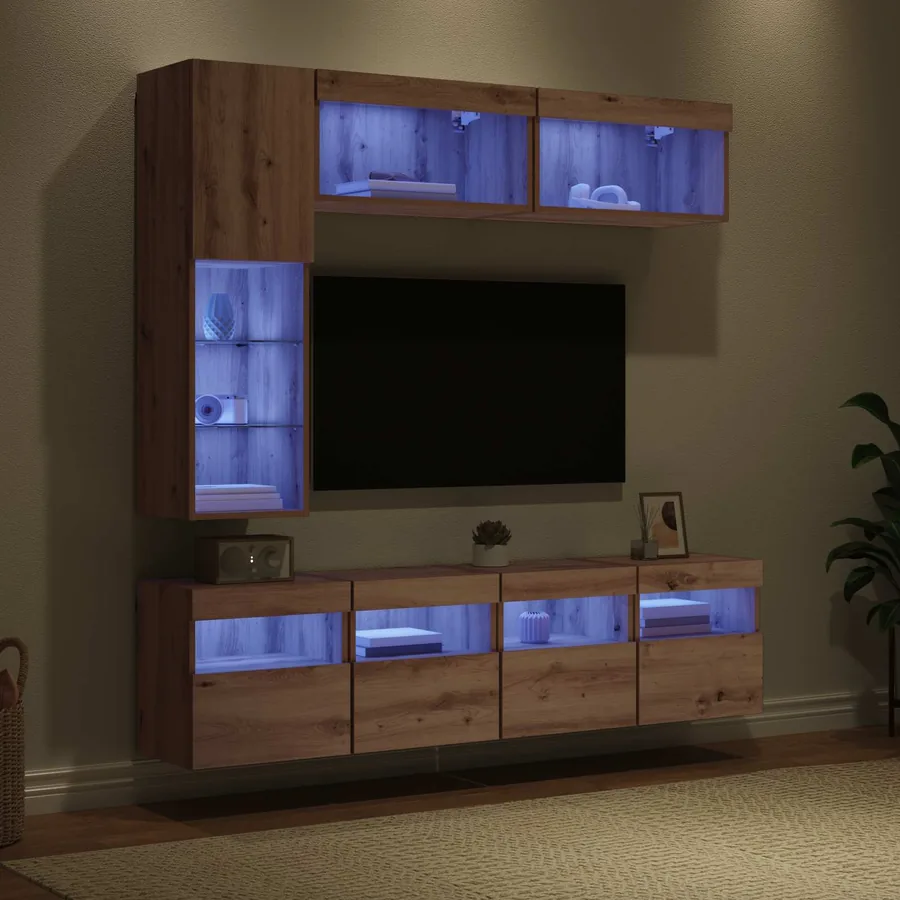 Meuble TV 7 pcs Chêne artisanal Bois d'ingénierie - 5