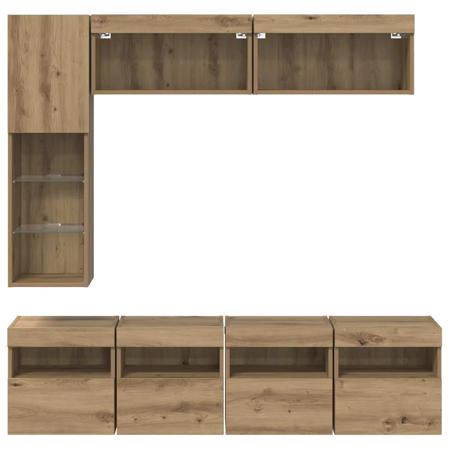 Meuble TV 7 pcs Chêne artisanal Bois d'ingénierie - 8