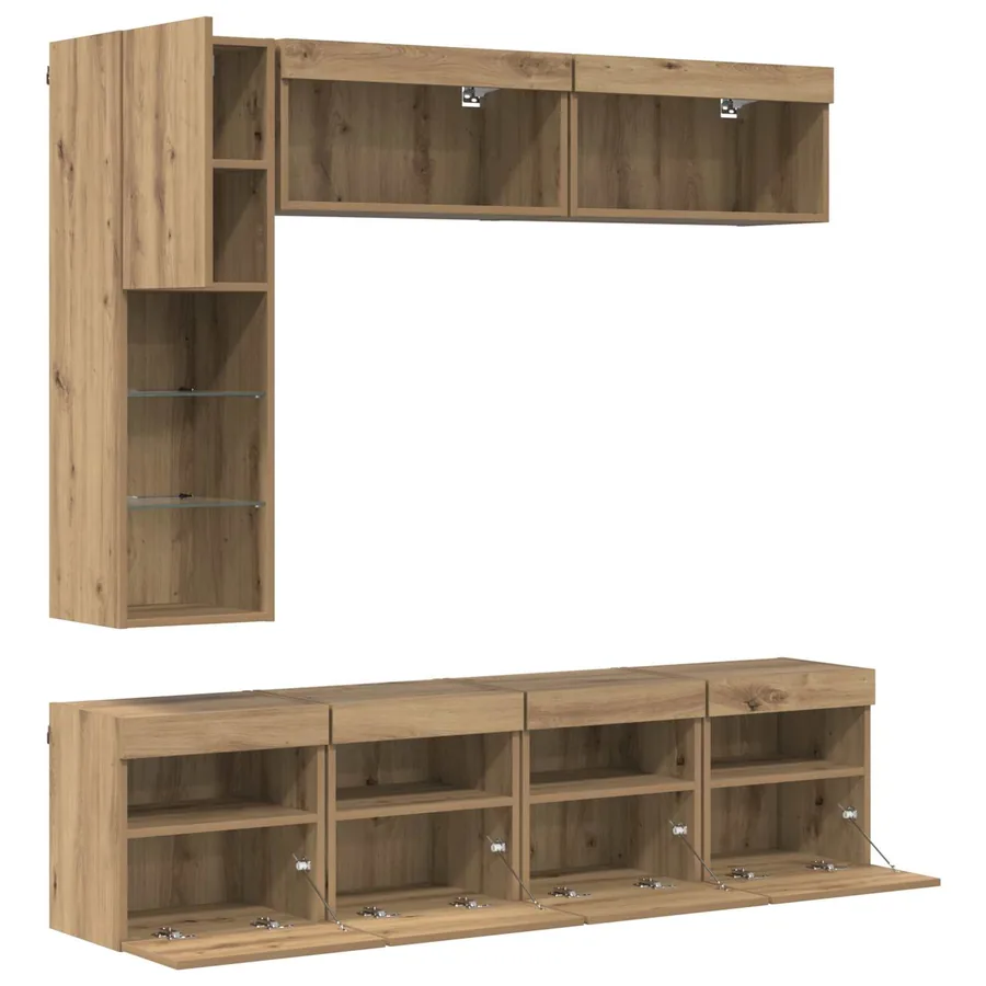 Meuble TV 7 pcs Chêne artisanal Bois d'ingénierie - 9
