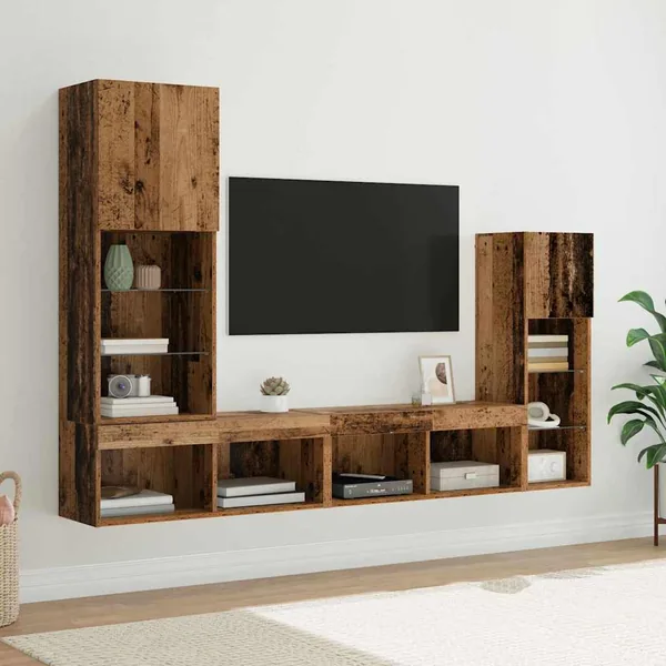 Meubles TV muraux 4 pcs Bois ancien Bois d'ingénierie