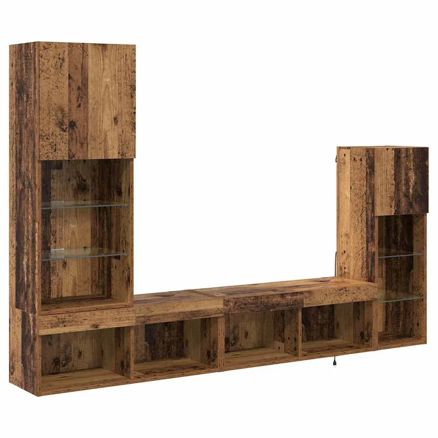 Meubles TV muraux 4 pcs Bois ancien Bois d'ingénierie - 2