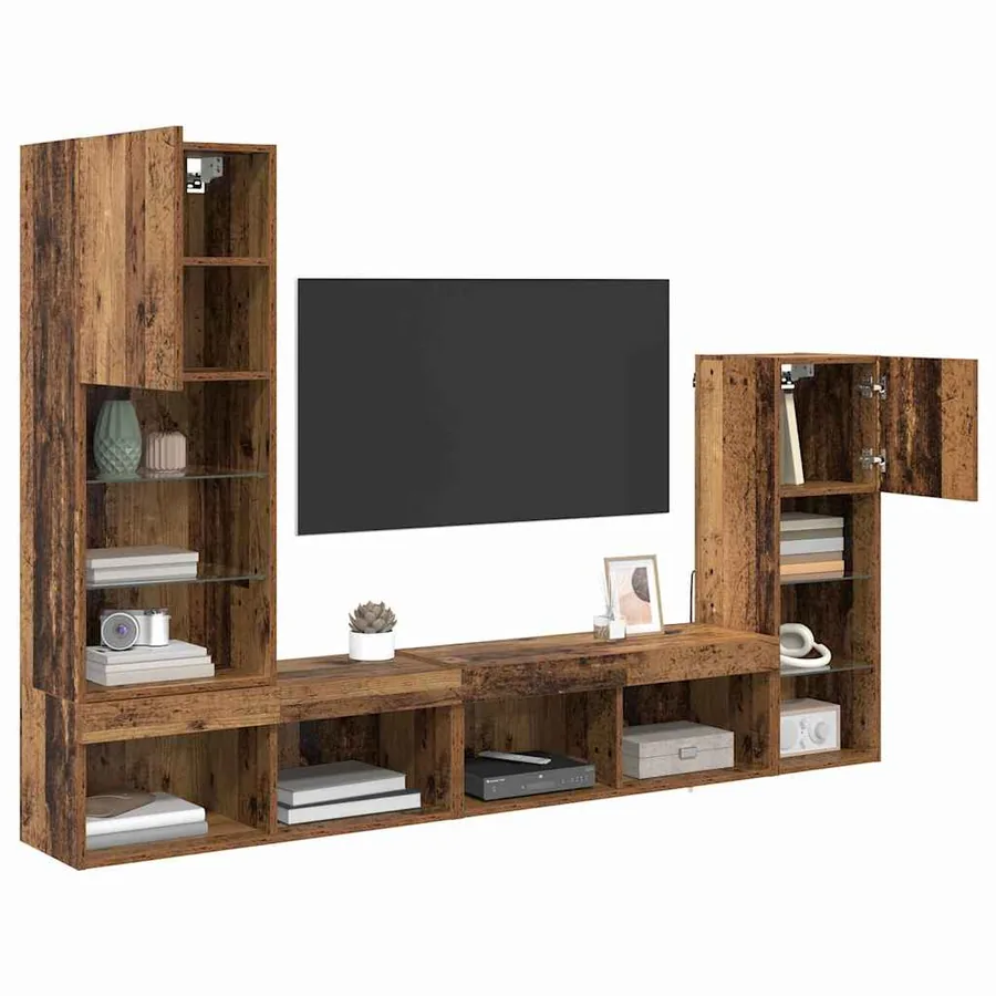 Meubles TV muraux 4 pcs Bois ancien Bois d'ingénierie - 3
