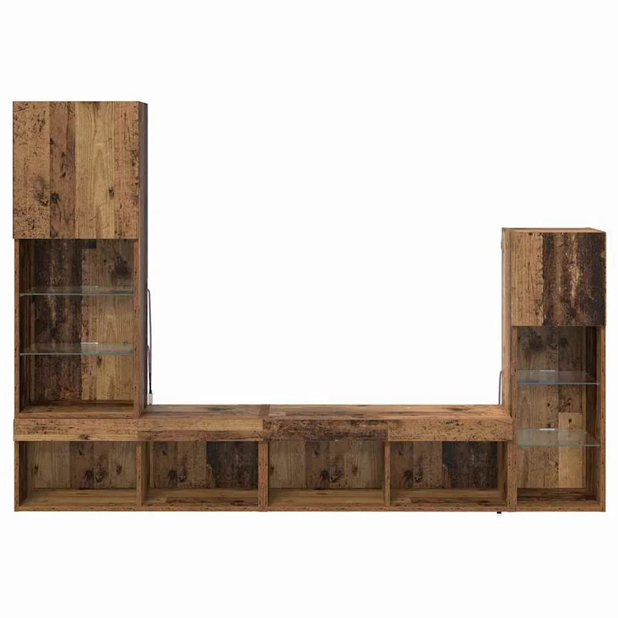 Meubles TV muraux 4 pcs Bois ancien Bois d'ingénierie - 8