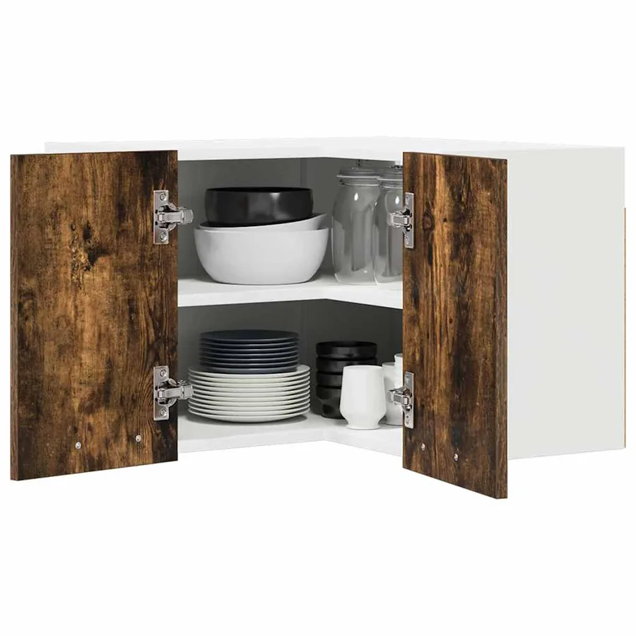 Armoire suspendue Chêne fumé et Blanc 57 x 57 x 40 cm - 3