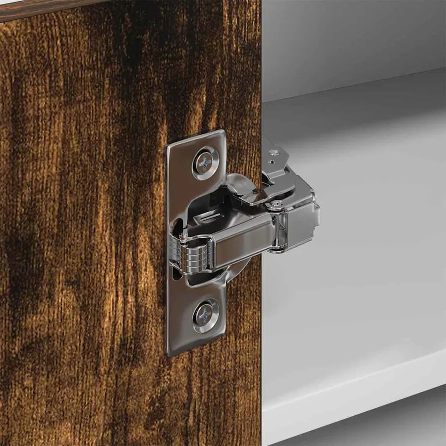 Armoire suspendue Chêne fumé et Blanc 57 x 57 x 40 cm - 9