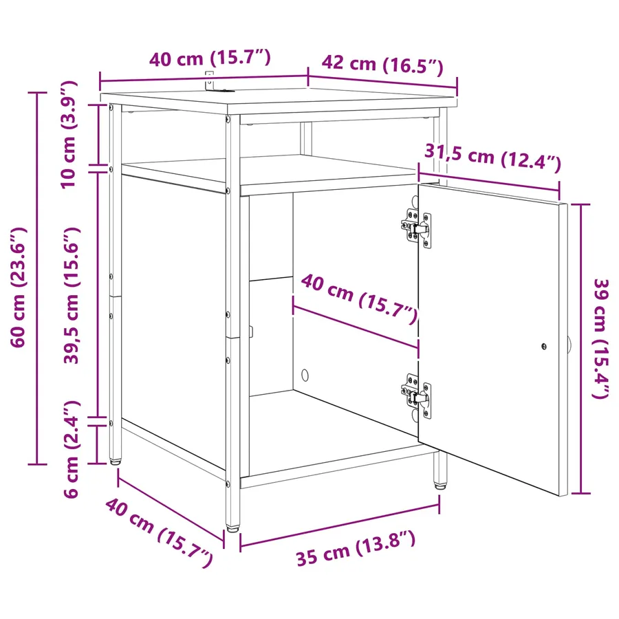 Cabinet de chevet 2 pc Chêne artisanal 40 x 42 x 60cm - 18