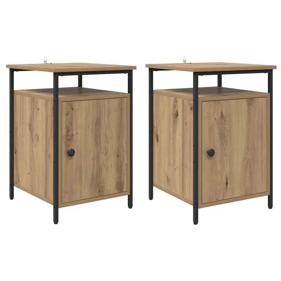 Cabinet de chevet 2 pc Chêne artisanal 40 x 42 x 60cm - 2