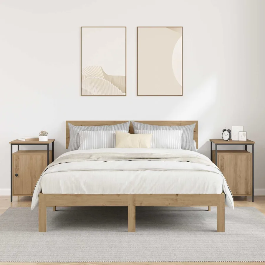 Cabinet de chevet 2 pc Chêne artisanal 40 x 42 x 60cm - 4