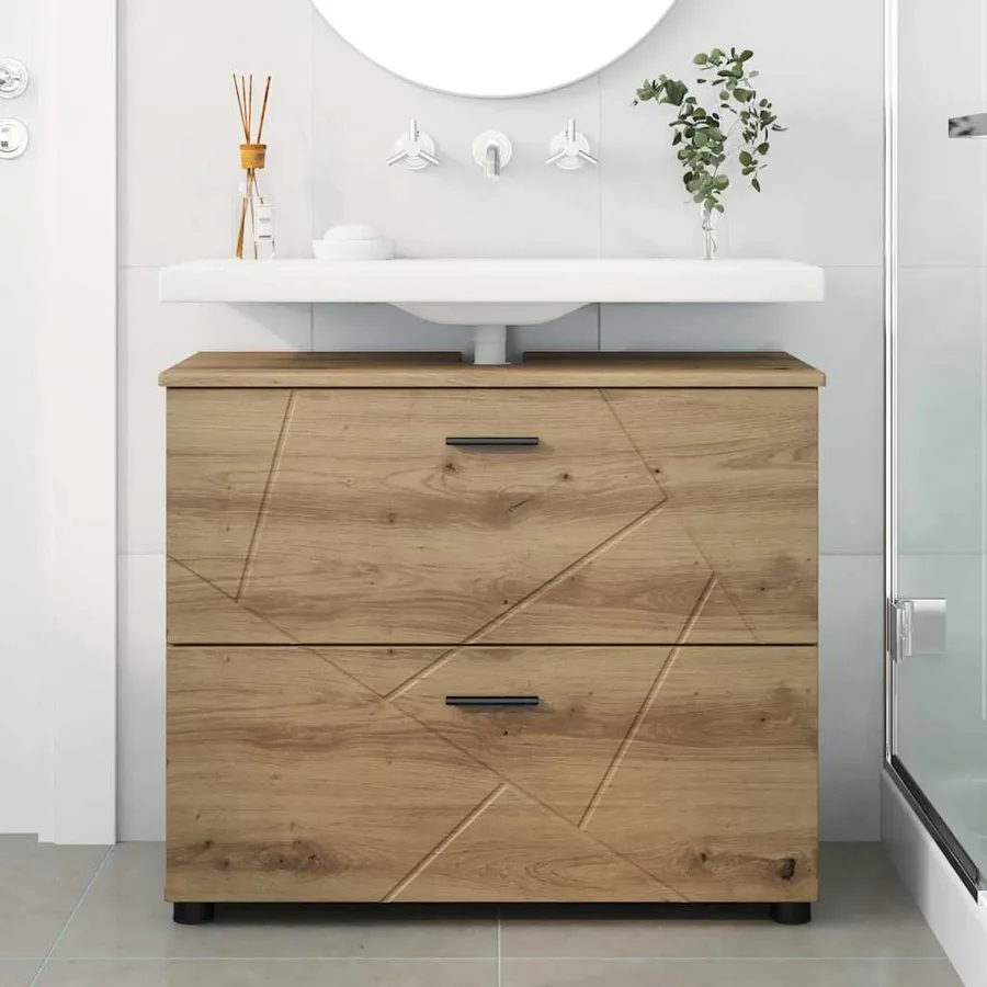 Cabinet de salle de bain Chêne artisanal 76,5 x 35 x 64 cm - 4