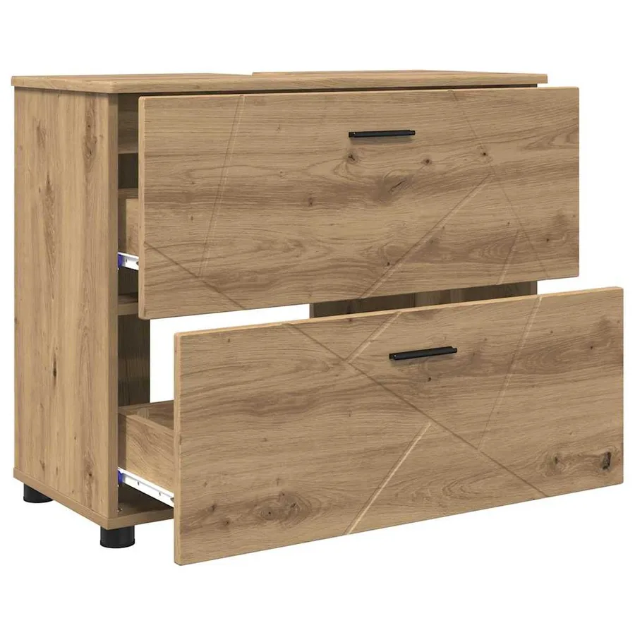 Cabinet de salle de bain Chêne artisanal 76,5 x 35 x 64 cm - 5