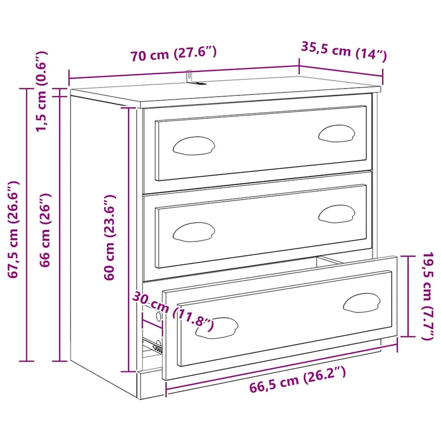 Buffet Bois Ancien 70 x 35,5 x 67,5 cm Bois d'ingénierie - 14