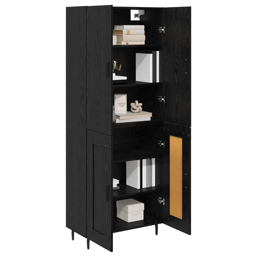 Haut Armoire 2 pcs Chêne noir Bois Aggloméré et Verre - 3