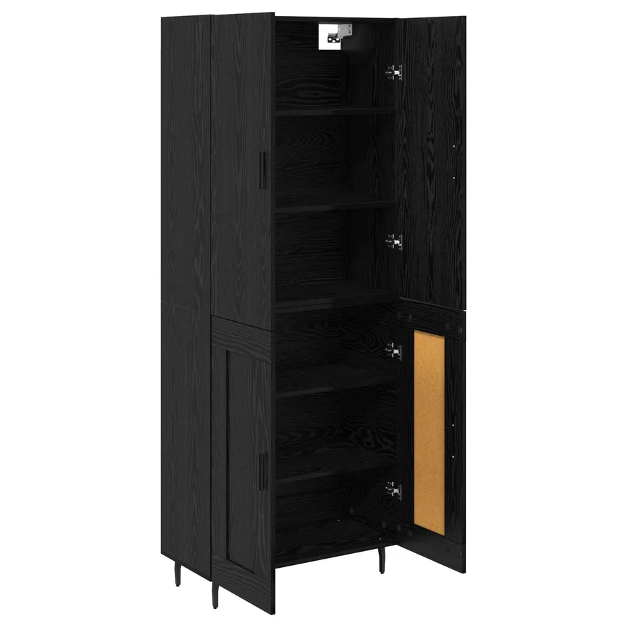 Haut Armoire 2 pcs Chêne noir Bois Aggloméré et Verre - 5
