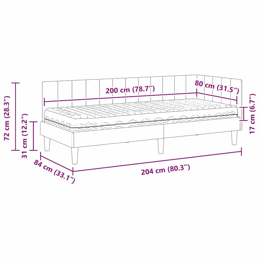 Cadre de lit d'angle avec matelas 2 pcs Noir Velours - 14
