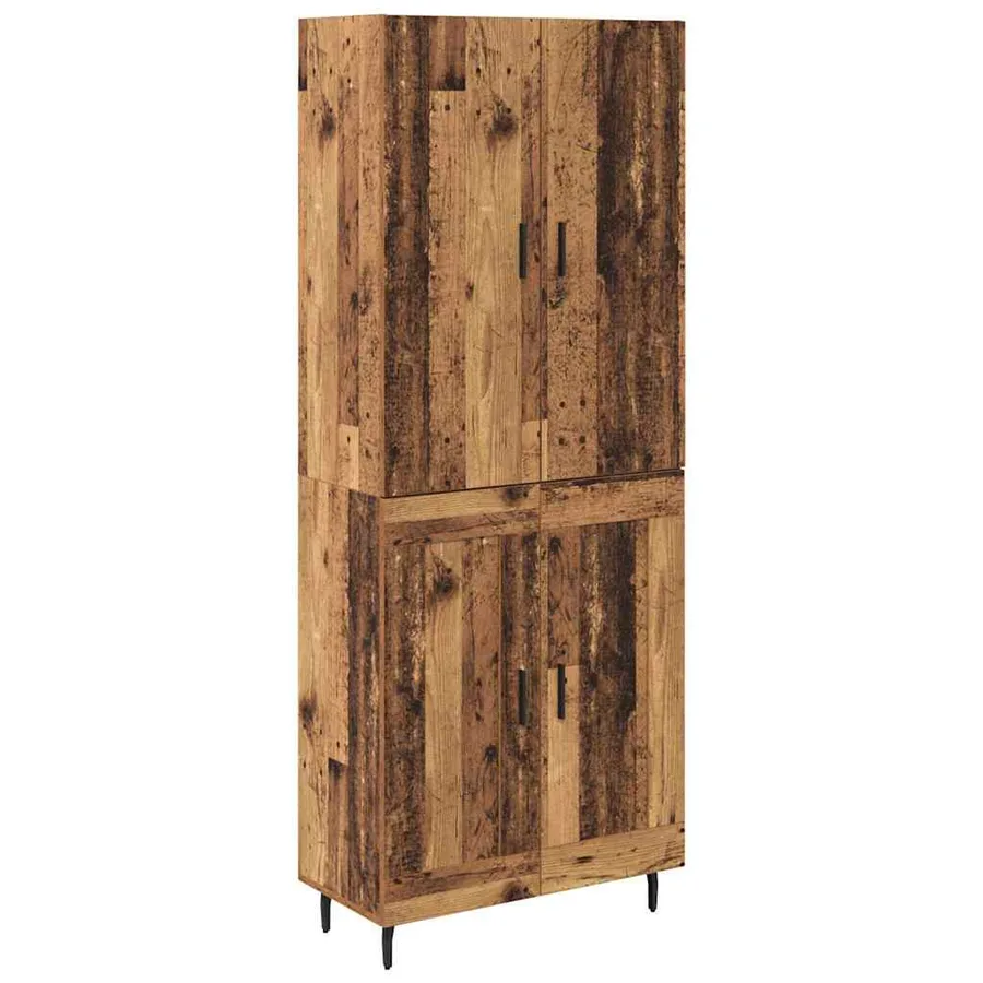 Haut Armoire 2 pcs Bois Ancien Bois Aggloméré et Verre - 2