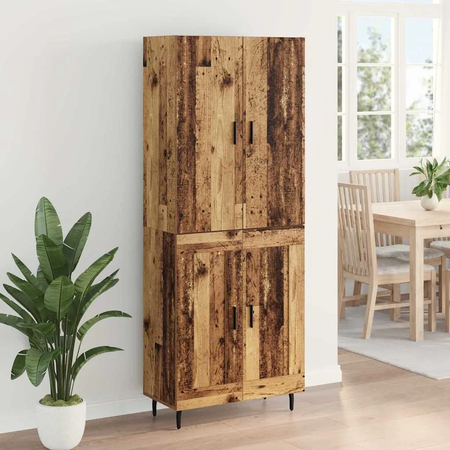 Haut Armoire 2 pcs Bois Ancien Bois Aggloméré et Verre - 4