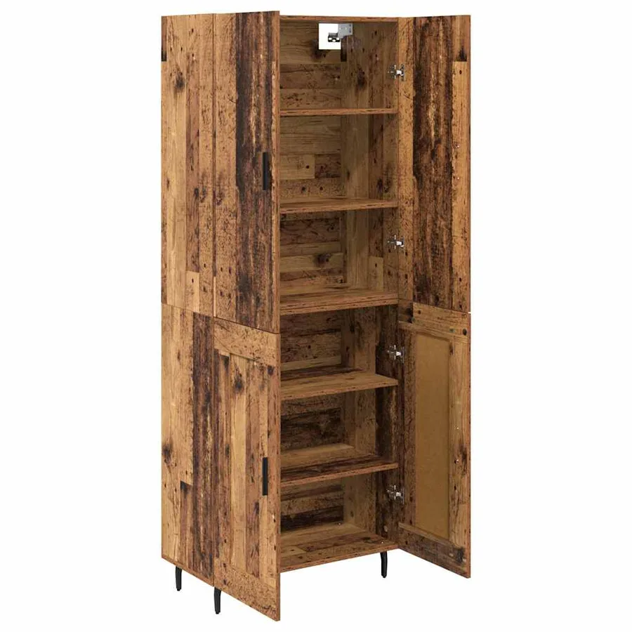 Haut Armoire 2 pcs Bois Ancien Bois Aggloméré et Verre - 5