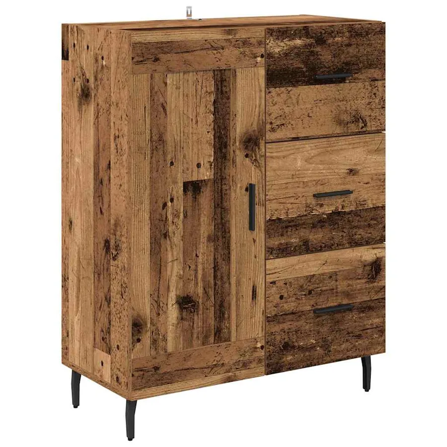 Haut Armoire 2 pcs Bois Ancien Bois Aggloméré et Verre - 6