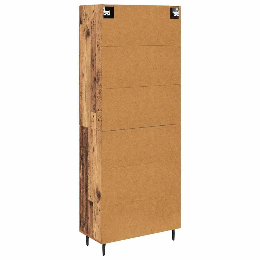Haut Armoire 2 pcs Bois Ancien Bois Aggloméré et Verre - 8