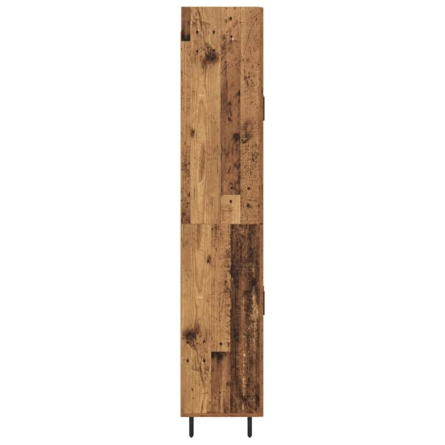 Haut Armoire 2 pcs Bois Ancien Bois Aggloméré et Verre - 9