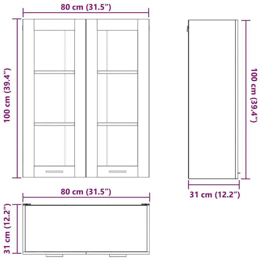 Armoire suspendue avec porte Chêne artisanal 80 x 31 x 100 cm - 13