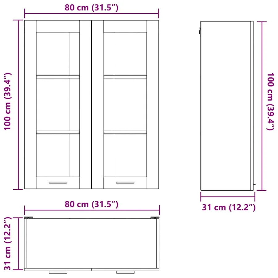 Armoire suspendue Chêne fumé 80 x 31 x 100 cm Bois d'ingénierie - 12