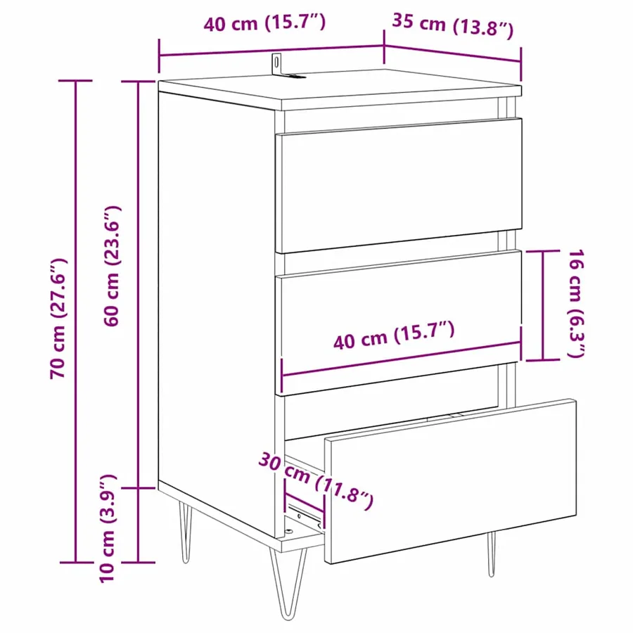 Buffet Chêne artisanal 40 x 35 x 70 cm Bois d'ingénierie et fer - 16