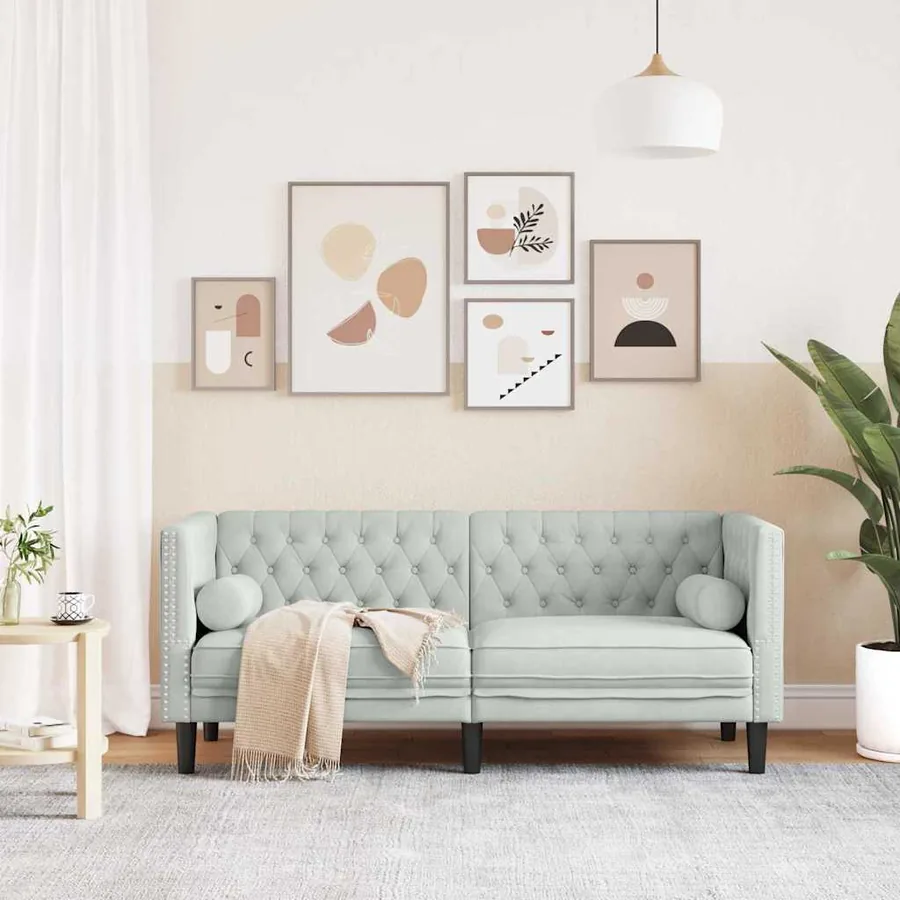 Canapé Gris clair 174 x 74,5 x 70,5 cm Velours - 3