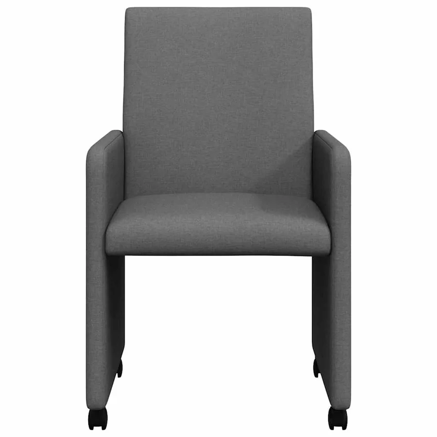 Chaises de Salle à Manger avec Roues 2 pcs Gris foncé tissu - 4