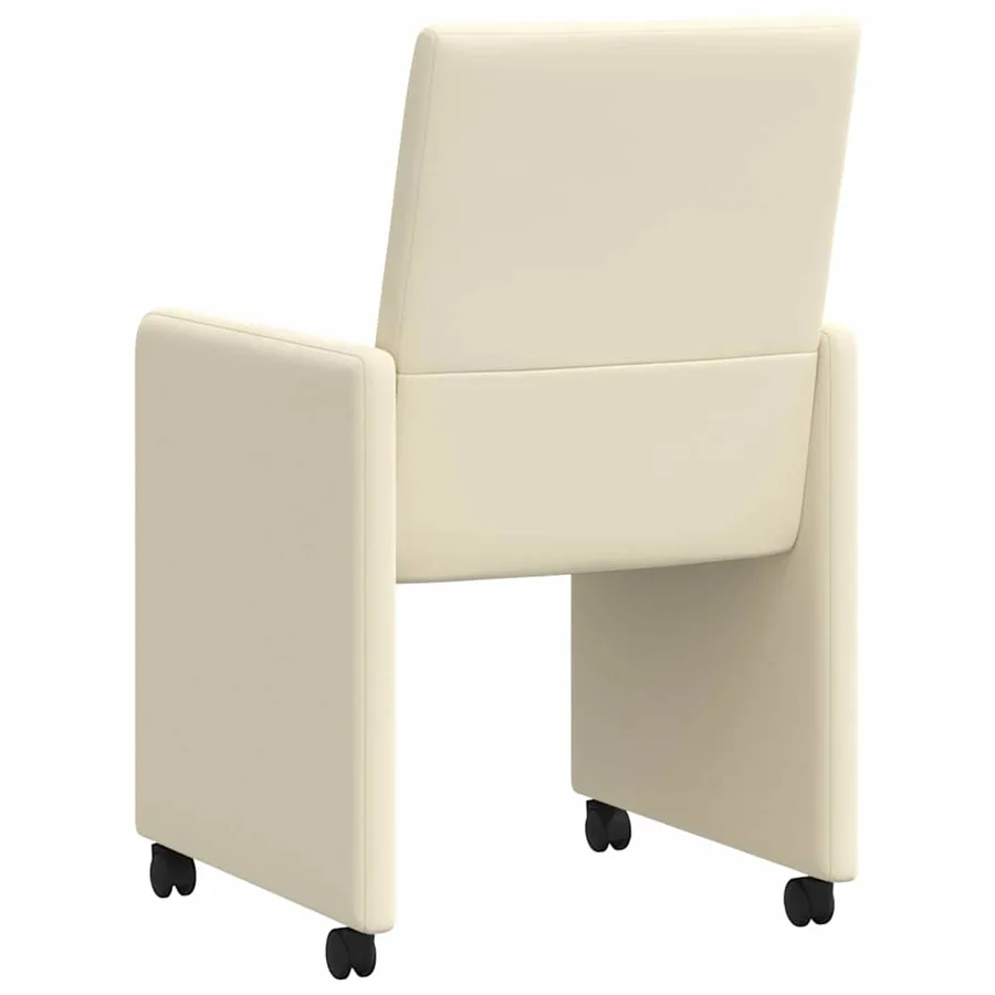 Chaises de Salle à Manger avec Roues 2 pcs Crème Faux cuir - 6