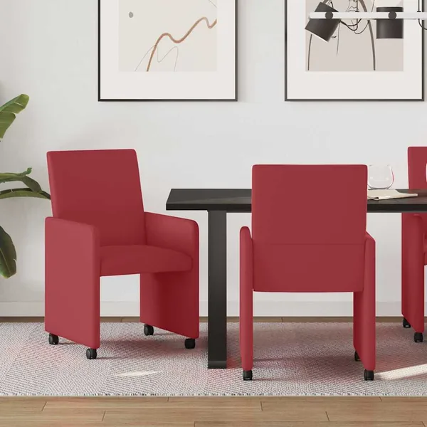 Chaises de Salle à Manger avec Roues 2 pcs Bordeaux Faux cuir