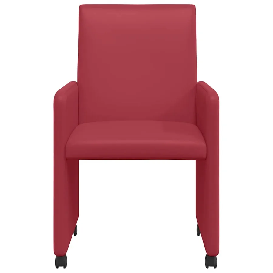 Chaises de Salle à Manger avec Roues 2 pcs Bordeaux Faux cuir - 4