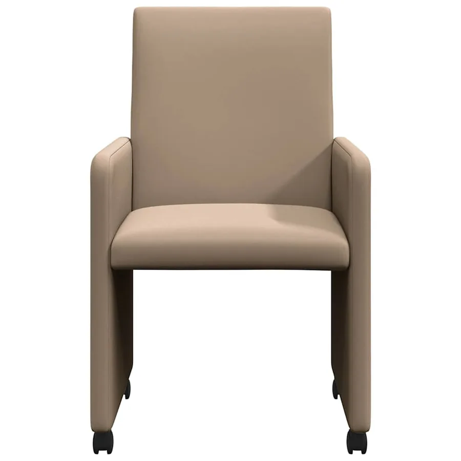 Chaises de Salle à Manger avec Roues 2 pcs Cappuccino Faux cuir - 4