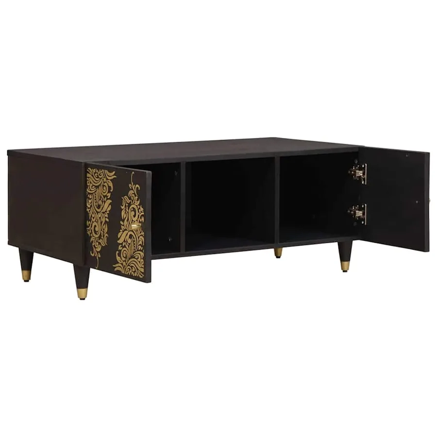 Table basse Noir 100 x 54 x 40 cm Bois de mangue massif - 2
