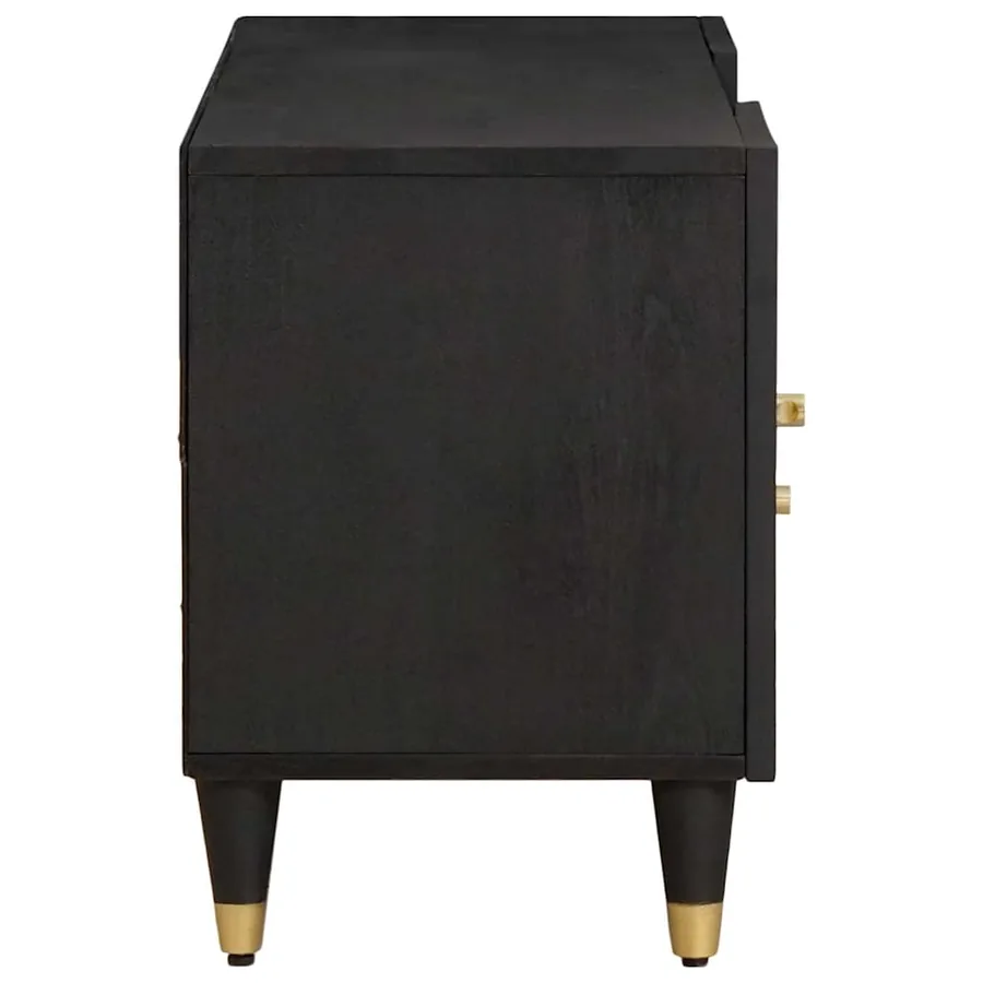 Meuble TV Noir 105 x 33 x 46 cm Bois de mangue massif - 4