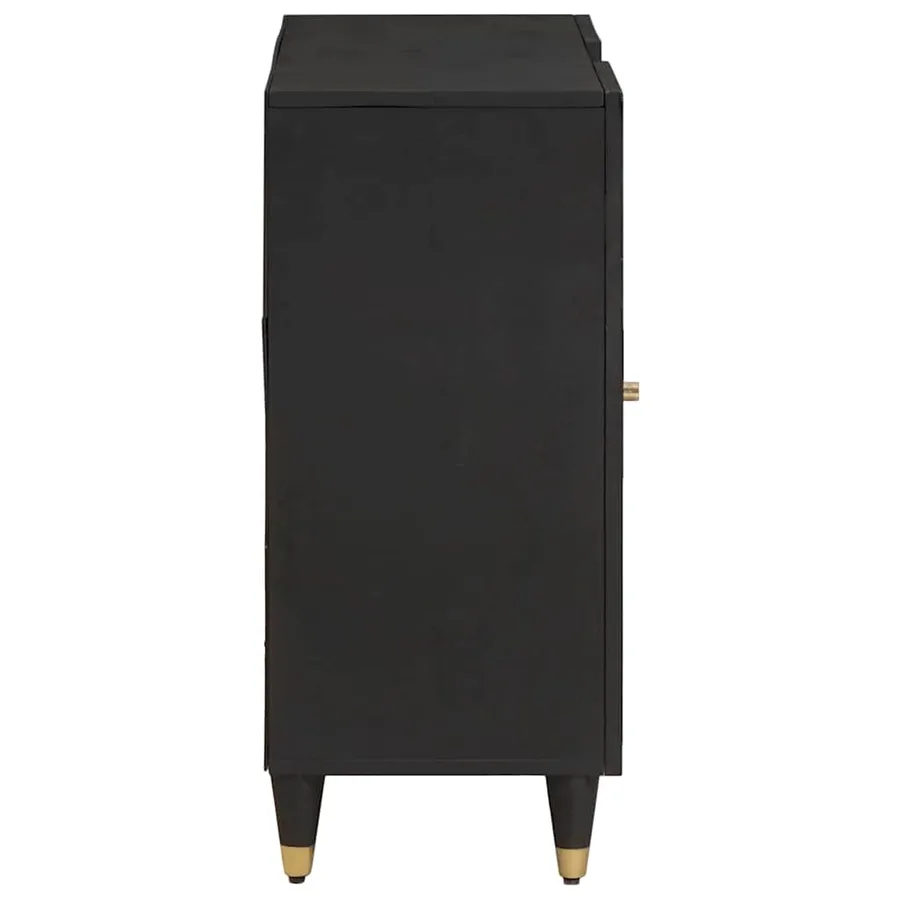 Buffet avec étagère Noir 90 x 33 x 75 cm Bois de mangue massif - 4