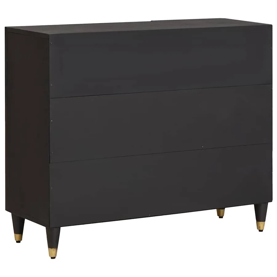 Buffet avec étagère Noir 90 x 33 x 75 cm Bois de mangue massif - 5