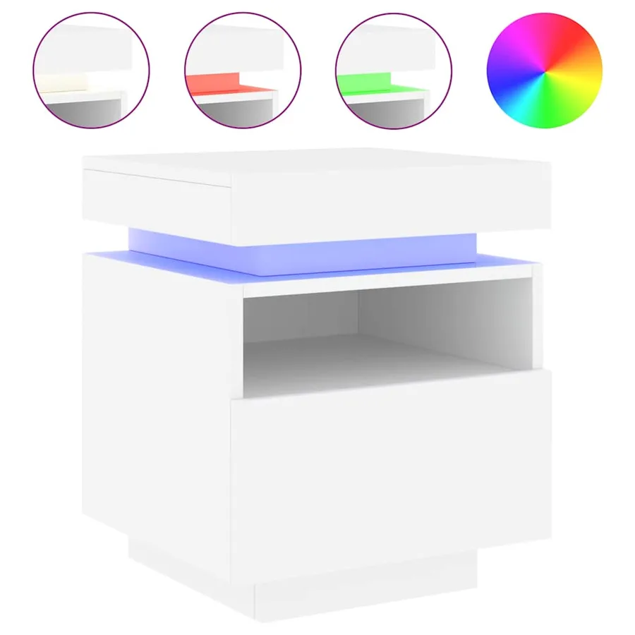 Armoires de chevet avec lumières LED 2 pcs blanc 40x39x48,5 cm - 4