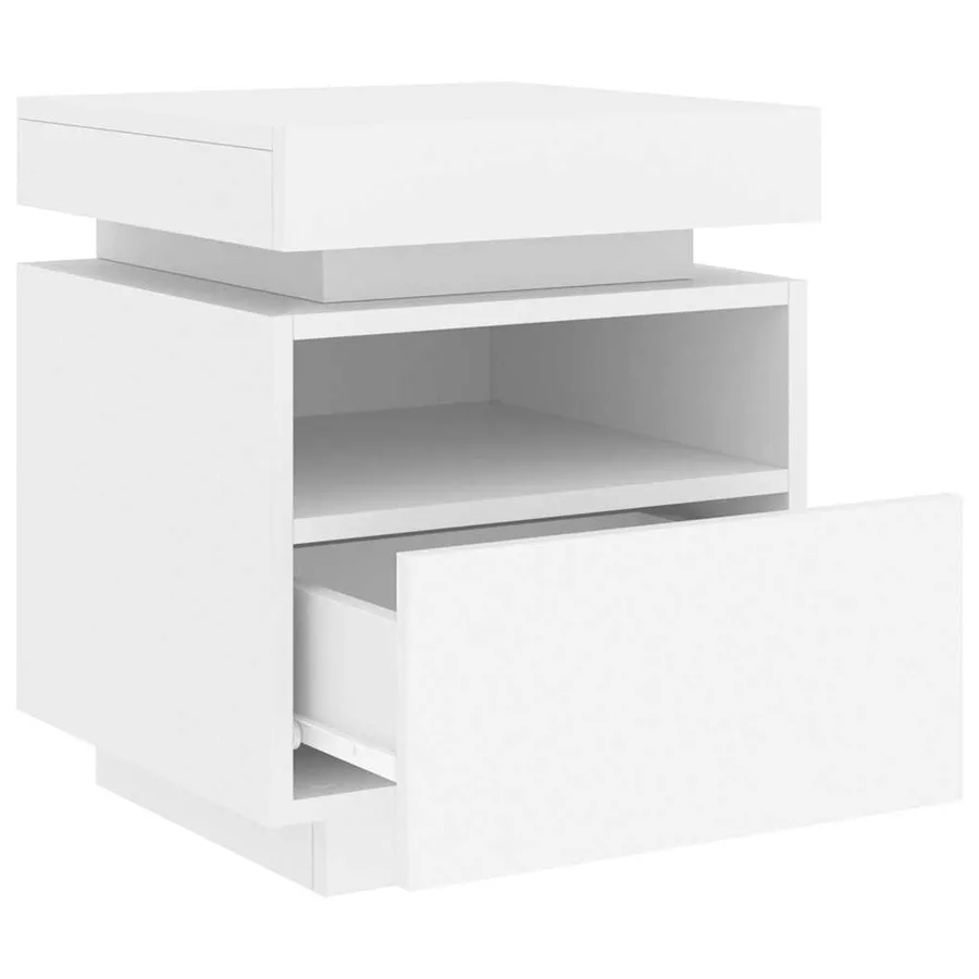 Armoires de chevet avec lumières LED 2 pcs blanc 40x39x48,5 cm - 6