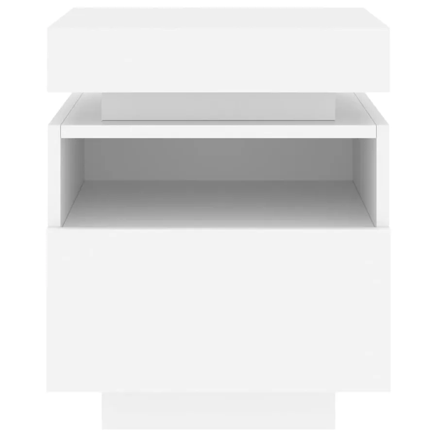Armoires de chevet avec lumières LED 2 pcs blanc 40x39x48,5 cm - 7