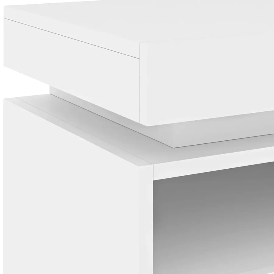 Armoires de chevet avec lumières LED 2 pcs blanc 40x39x48,5 cm - 8