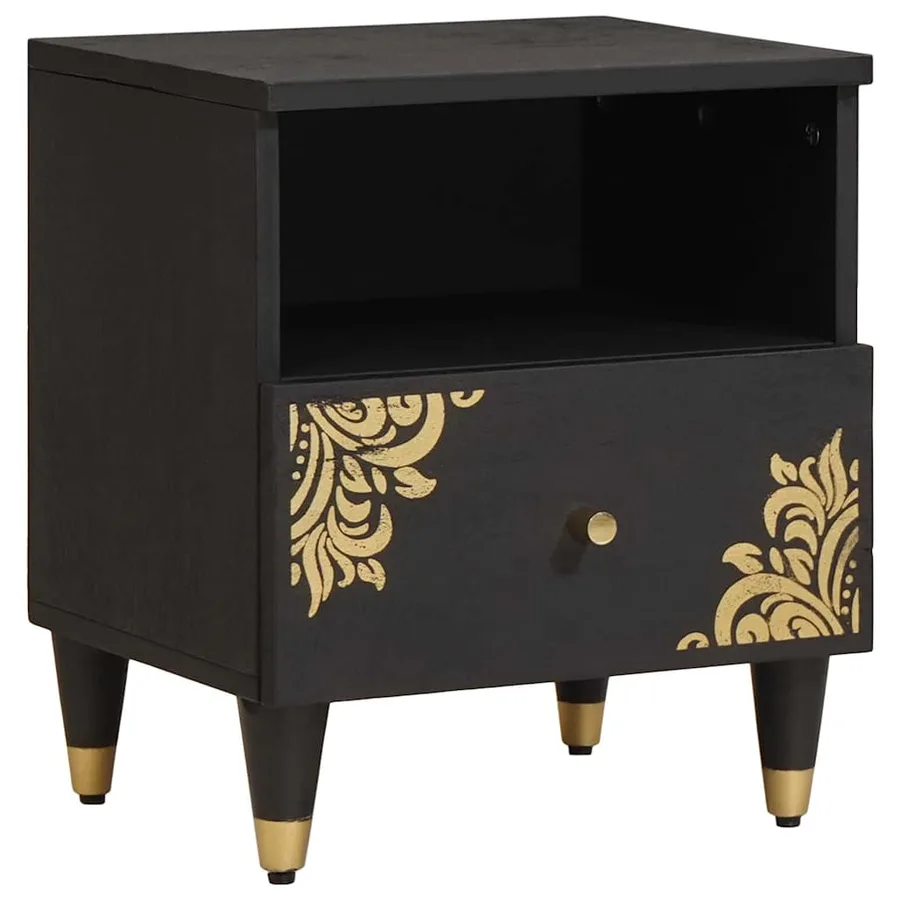 Cabinet de chevet avec tiroir 2 pcs Noir 40 x 33 x 46 cm - 2