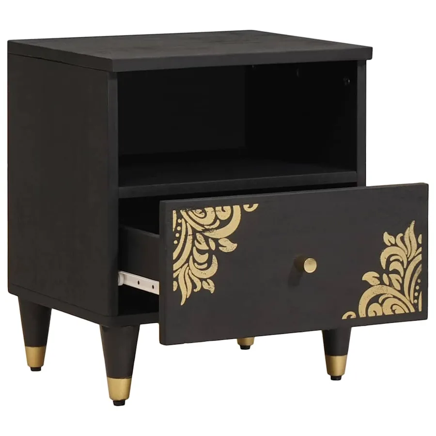 Cabinet de chevet avec tiroir 2 pcs Noir 40 x 33 x 46 cm - 3