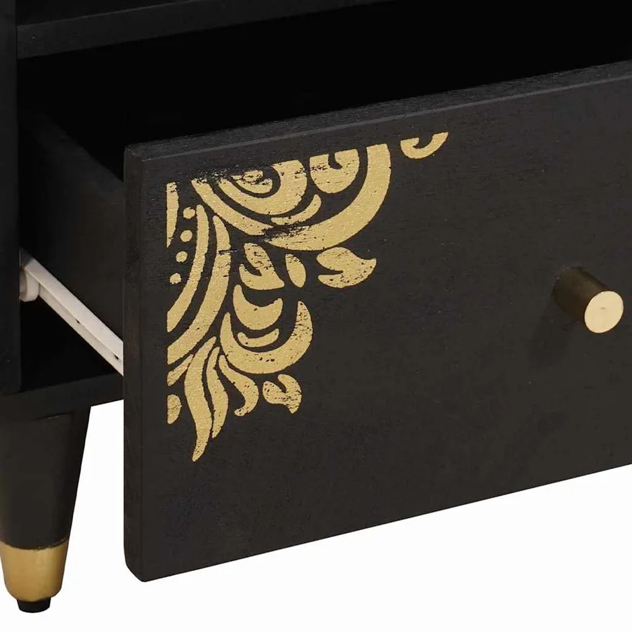 Cabinet de chevet avec tiroir 2 pcs Noir 40 x 33 x 46 cm - 8