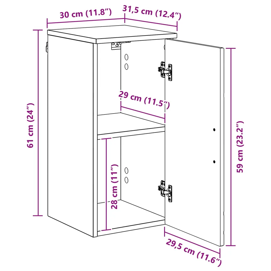 Cabinet de salle de bain Blanc brillant 30 x 31,5 x 61 cm - 15