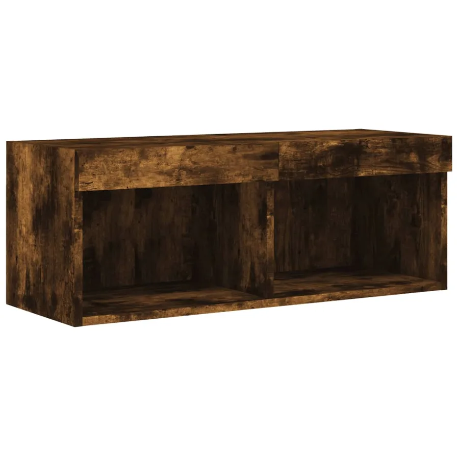 Meuble TV avec lumières LED chêne fumé 80x30x30 cm - 7