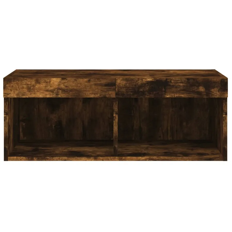 Meuble TV avec lumières LED chêne fumé 80x30x30 cm - 8
