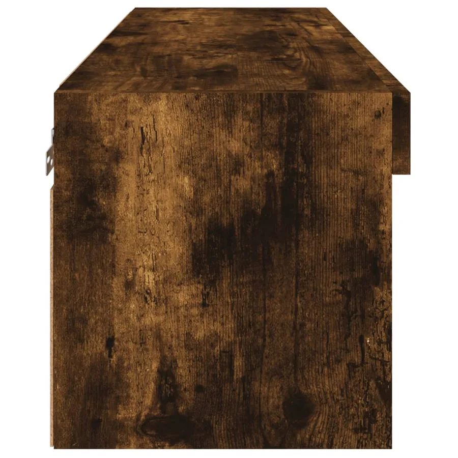 Meuble TV avec lumières LED chêne fumé 80x30x30 cm - 9